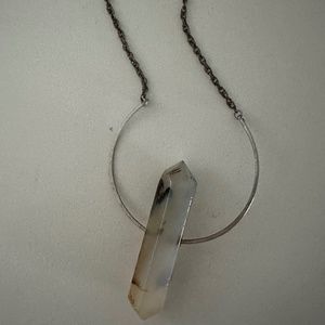 Long chain white and black necklace